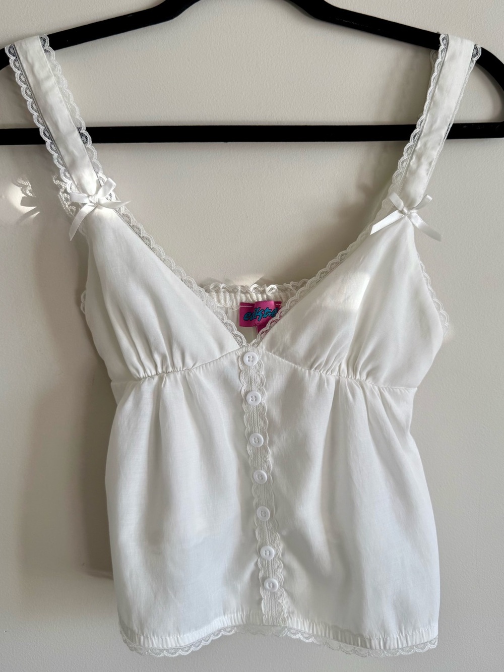 Edikted White Lace Bow Babydoll Cami Top Coquette Size S
